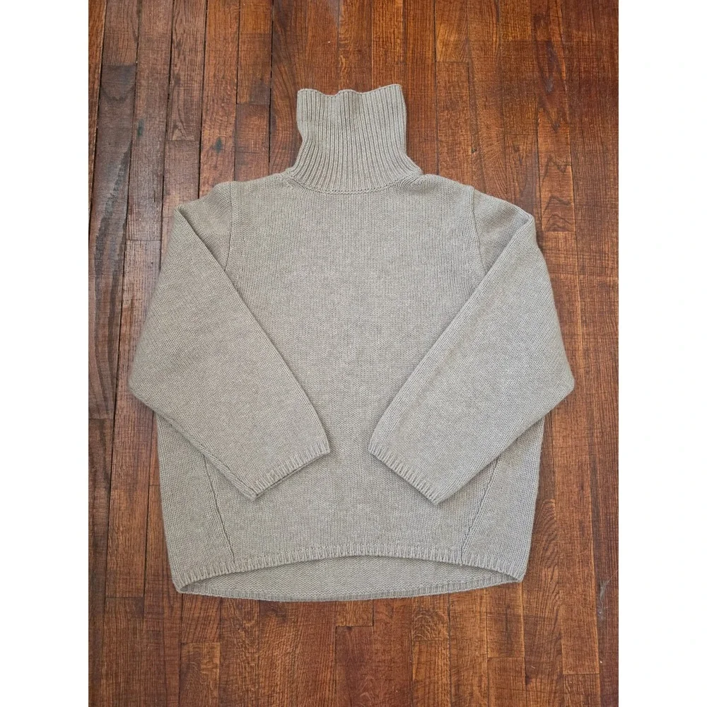 Toteme Cambridge Turtleneck Taupe Merino Cashmere Oversized Sweater sz XXS- S